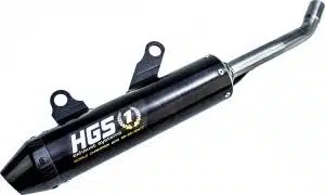 HGS uitlaatdemper aluminium zwart met carbon eindkap KTM/HSQ SX/TC 125 2019-2022 & Gas Gas MC 125 2021-2023